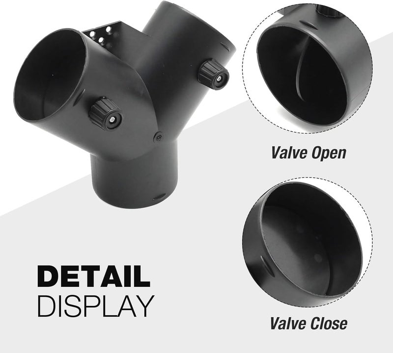 MDEOOSKY 75MM Car Heater Ventilation Duct, Y Branch Outlet Exhaust Connector, Black Joint Connector with Valve Flap Replacement for Webasto Air Diesel Auxiliary Heater - Image 5